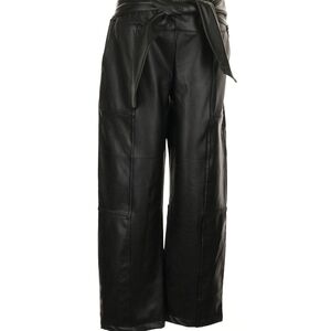 Elegant Black Leather Flare Pants